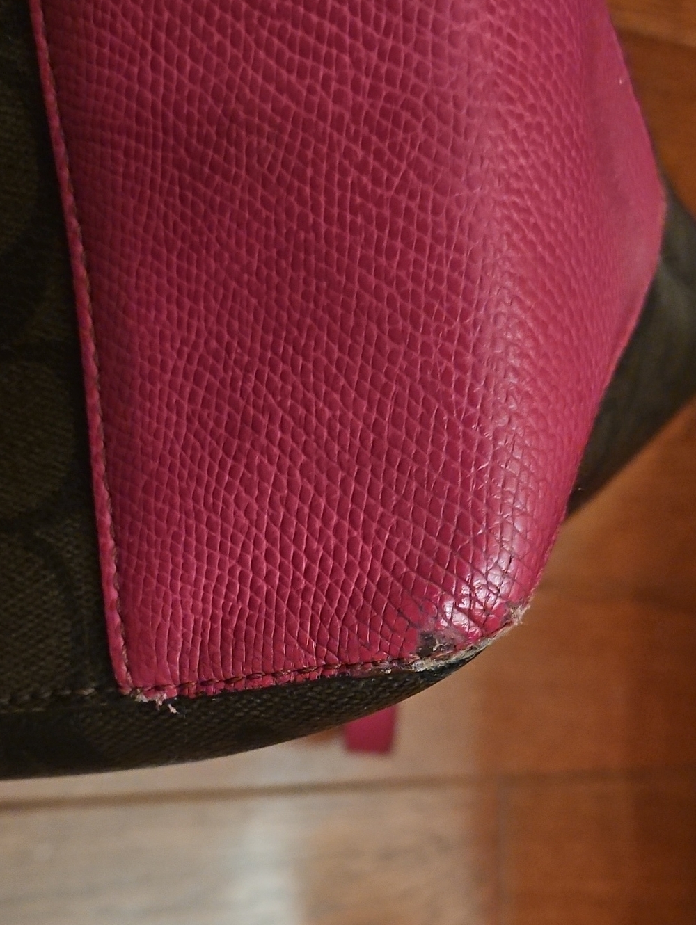 Coach Autentic F34603 Brown & Fuchsia Signature Tote Bag 13×11×5 - Picture 10 of 11